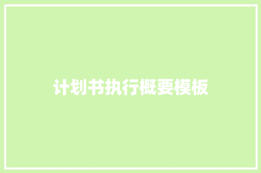 计划书执行概要模板 词汇积累