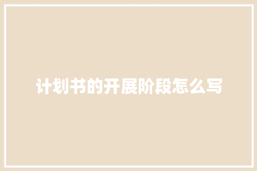 计划书的开展阶段怎么写 报告写作