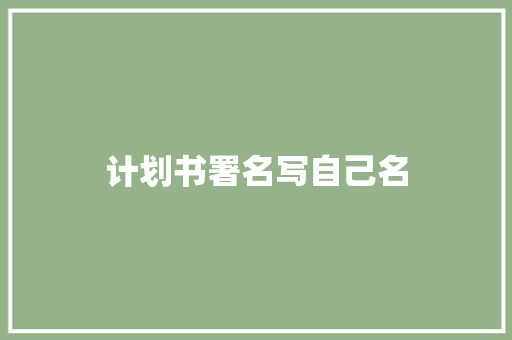 计划书署名写自己名
