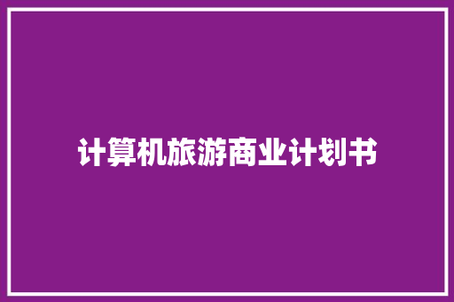 计算机旅游商业计划书