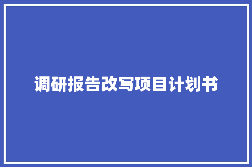 调研报告改写项目计划书