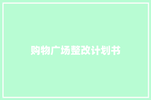 购物广场整改计划书