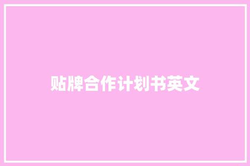 贴牌合作计划书英文 商业文案