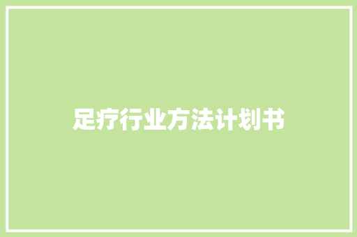 足疗行业方法计划书