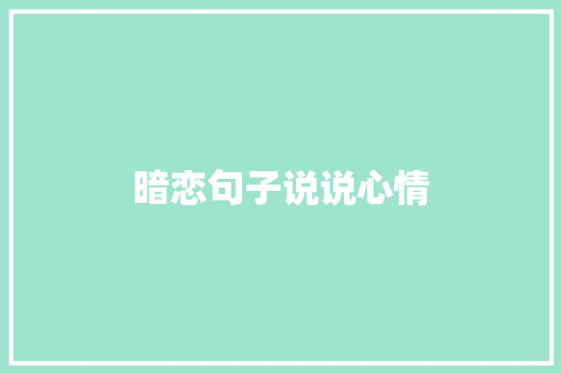 暗恋句子说说心情 词汇积累