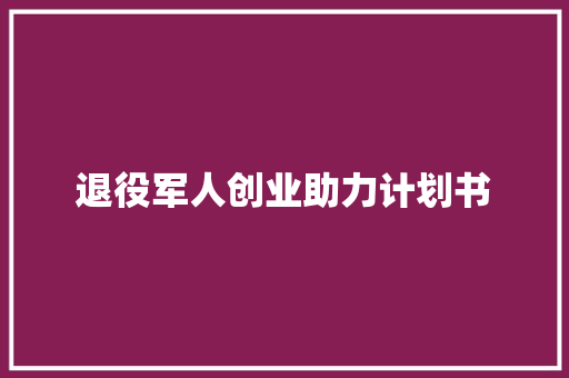 退役军人创业助力计划书
