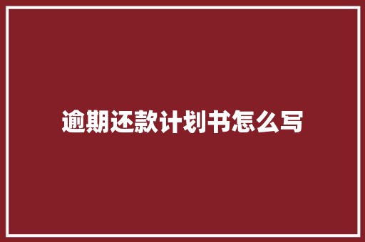 逾期还款计划书怎么写