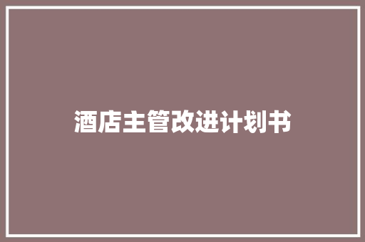 酒店主管改进计划书