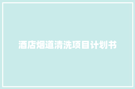 酒店烟道清洗项目计划书