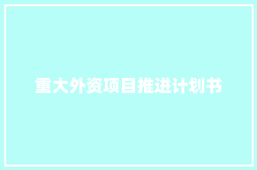 重大外资项目推进计划书