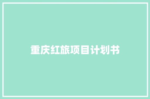 重庆红旅项目计划书