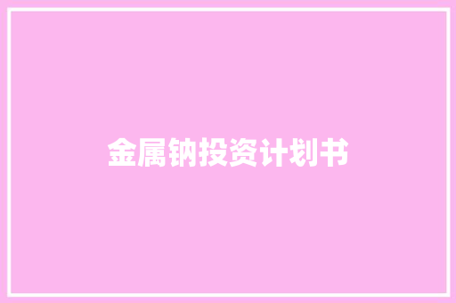 金属钠投资计划书