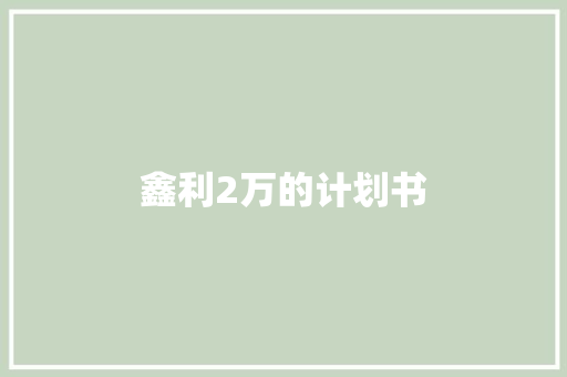 鑫利2万的计划书