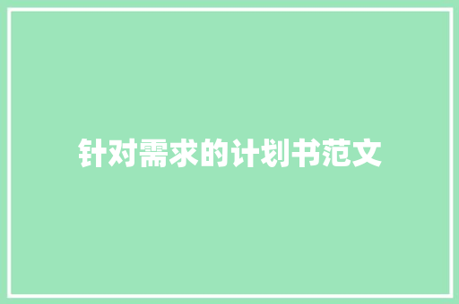 针对需求的计划书范文