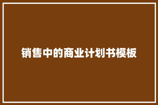 销售中的商业计划书模板