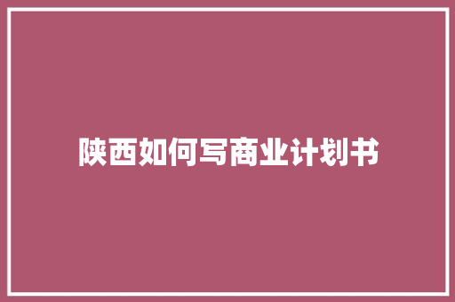 陕西如何写商业计划书