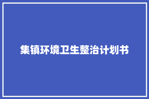 集镇环境卫生整治计划书