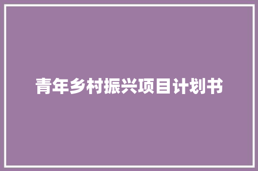 青年乡村振兴项目计划书