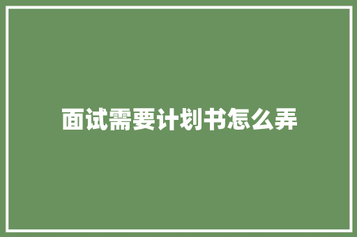 面试需要计划书怎么弄