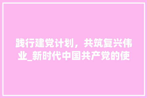 践行建党计划，共筑复兴伟业_新时代中国共产党的使命与担当