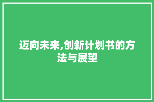 迈向未来,创新计划书的方法与展望