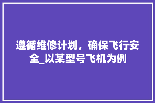 遵循维修计划，确保飞行安全_以某型号飞机为例