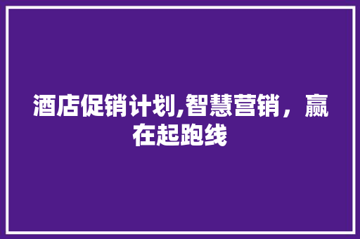 酒店促销计划,智慧营销，赢在起跑线