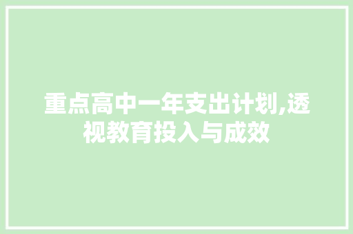 重点高中一年支出计划,透视教育投入与成效