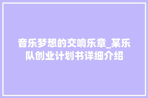音乐梦想的交响乐章_某乐队创业计划书详细介绍