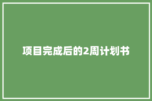 项目完成后的2周计划书 简历模板
