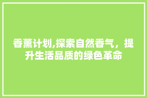 香薰计划,探索自然香气，提升生活品质的绿色革命