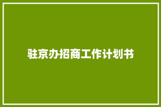 驻京办招商工作计划书