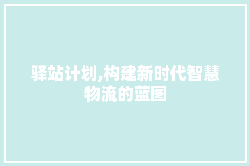 驿站计划,构建新时代智慧物流的蓝图