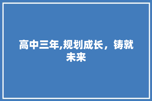 高中三年,规划成长，铸就未来
