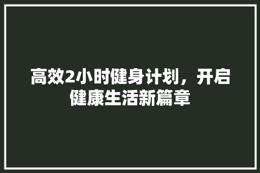 高效2小时健身计划，开启健康生活新篇章 简历模板