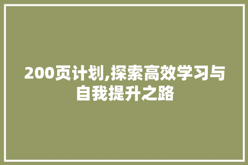 200页计划,探索高效学习与自我提升之路