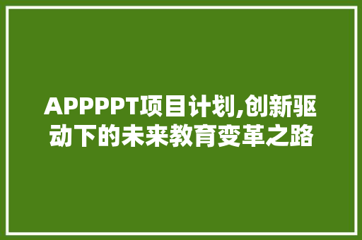 APPPPT项目计划,创新驱动下的未来教育变革之路