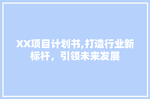 XX项目计划书,打造行业新标杆，引领未来发展
