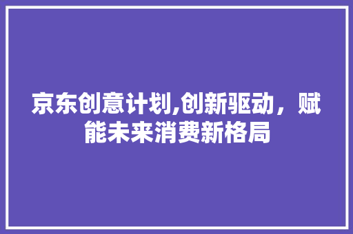 京东创意计划,创新驱动，赋能未来消费新格局