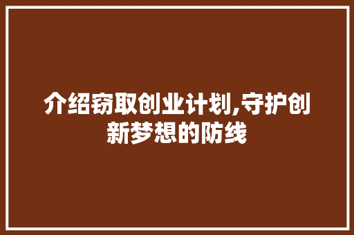 介绍窃取创业计划,守护创新梦想的防线