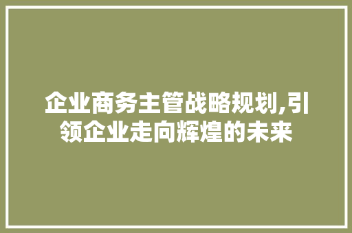 企业商务主管战略规划,引领企业走向辉煌的未来 写作技巧