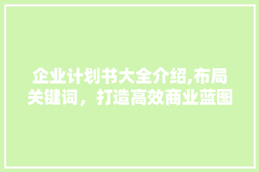 企业计划书大全介绍,布局关键词，打造高效商业蓝图
