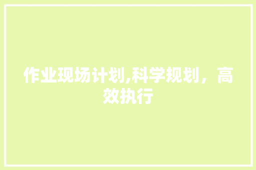 作业现场计划,科学规划，高效执行