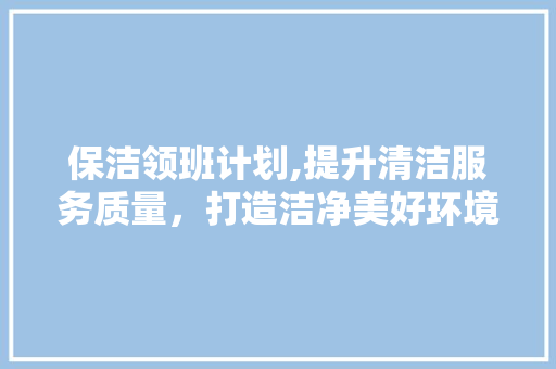 保洁领班计划,提升清洁服务质量，打造洁净美好环境