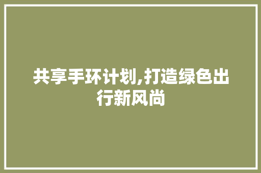 共享手环计划,打造绿色出行新风尚