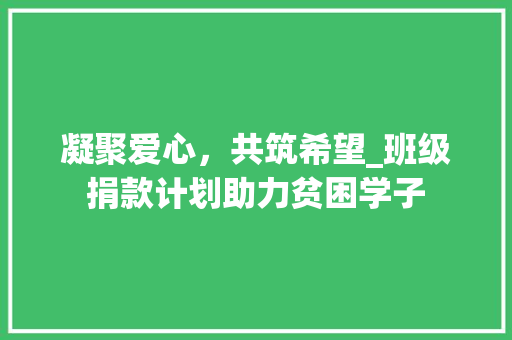 凝聚爱心，共筑希望_班级捐款计划助力贫困学子