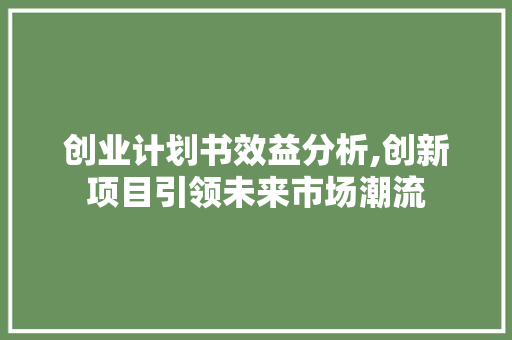 创业计划书效益分析,创新项目引领未来市场潮流