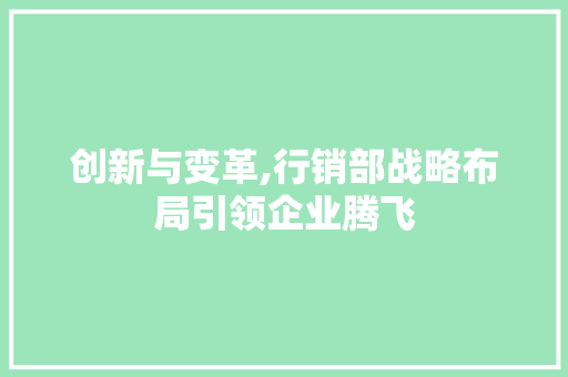 创新与变革,行销部战略布局引领企业腾飞