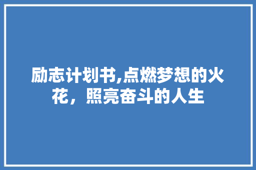 励志计划书,点燃梦想的火花，照亮奋斗的人生