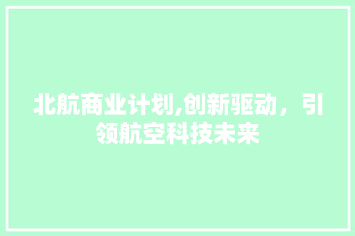 北航商业计划,创新驱动，引领航空科技未来
